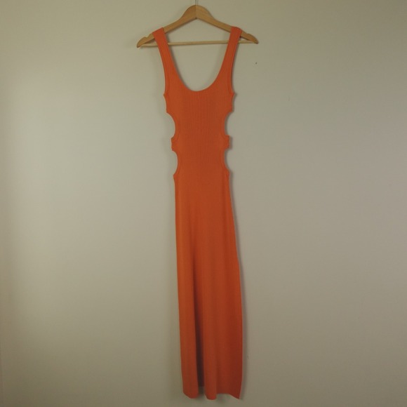 white christmas dresses Tangerine Collared Ribbed Knit Cut Out Belted Dress – Hot Miami Styles main image 0